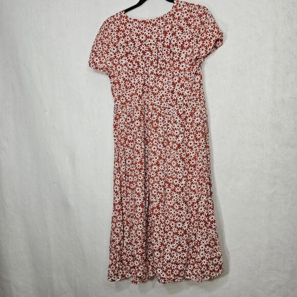 Madewell Clara Midi Short Sleeve Dress in Russet Falling Daisies Medium - Picture 2 of 13